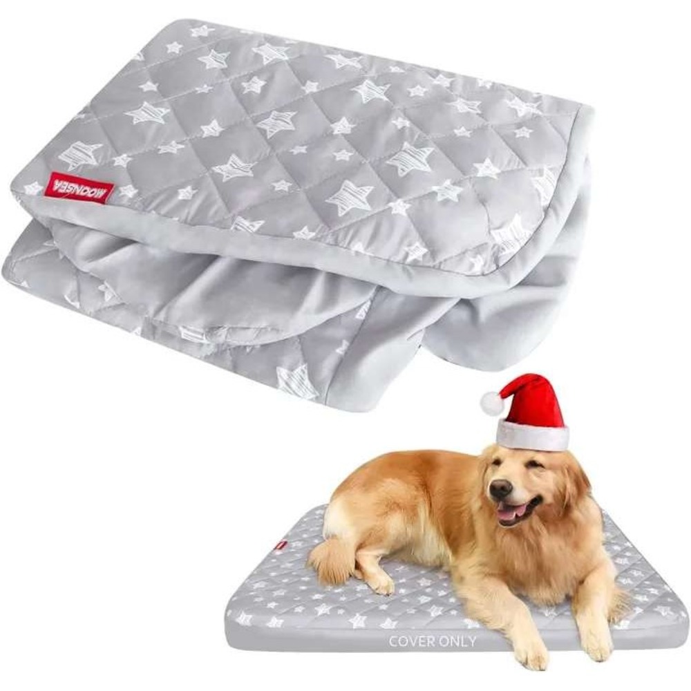 2 PACK Waterproof Dog Bed Covers Replacement Washable, Grey Star Print 32x44 In